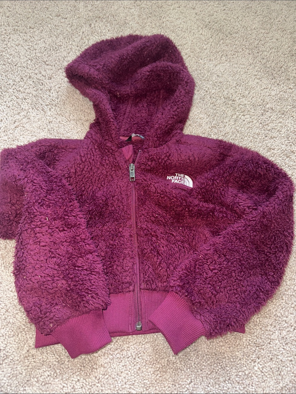The North Face Cropped Sherpa Hoodie - Deep Plum